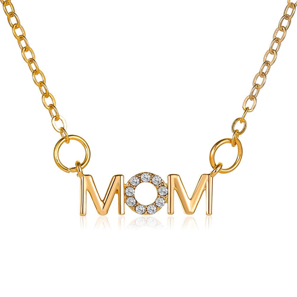 CARLIDANA Mother's Day Gift Hot Sale Letter MAMA Necklace for Mom Stainless Steel Gold Color Necklace Jewelry Women Anniversary