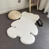 Adorable Bear Plush Rug - Heart-Shaped Decorative Carpet for Children's Room or Bedroom Floor.