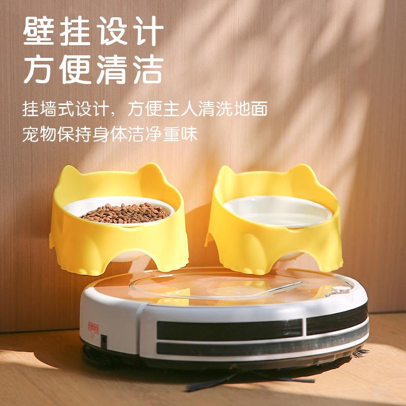 

Cute Pet Food Basin Dog Bowl Large Diameter Ceramic High-footed Cat Bowl Anti-knock Stainless Steel Food Basin Pet Supplies
