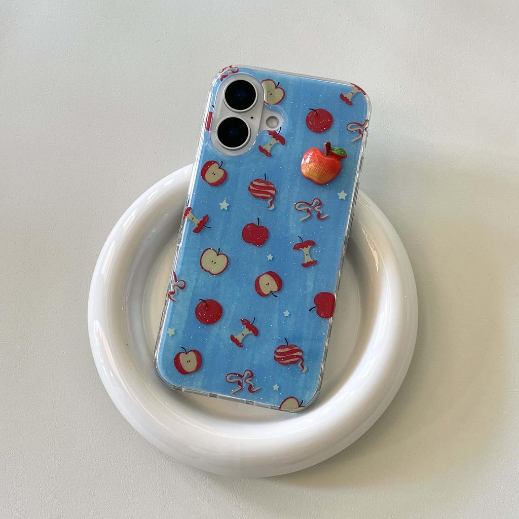 Ins fruit shell imd 3D cartoon relief phone case for iphone 15 13 promax 14 16 pro max cute back cover pendant capa