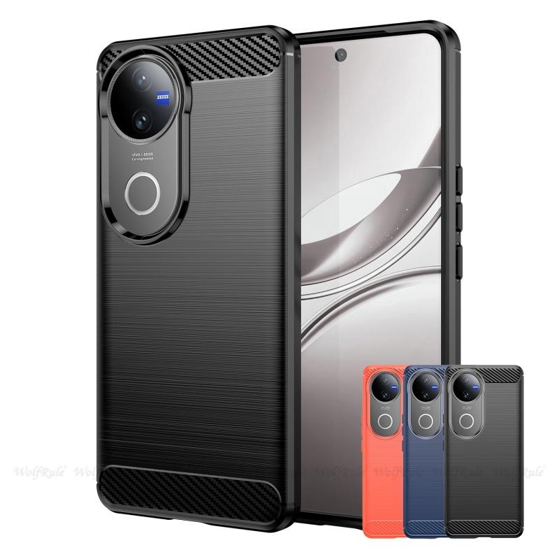 For Vivo V50 Case Cover For Vivo V50 Capas Carbon Fibre Phone Bumper Shockproof Back TPU Soft For Cover Vivo V50 VivoV50 Fundas