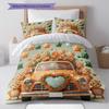 Trucks animals Pattern Bedding Quilt Set Quilt Cover Pillowcase Home Decoration Birthday Gift (1 * duvet cover + 2 * pillowcase, without core)