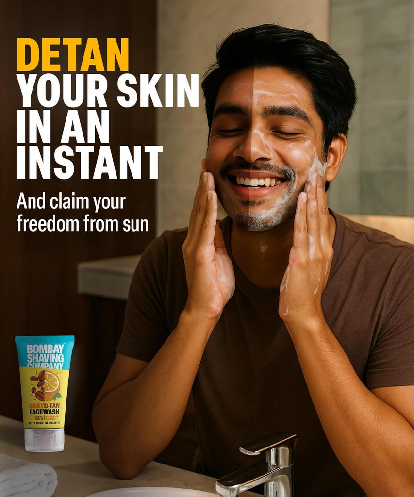 Bombay Shaving Company Daily Detan Face Wash Combo (2 X 100g) | Coffee & Vitamin C | Tan Removal & Brightening | Removes Sun Tan, Dirt & Pollution
