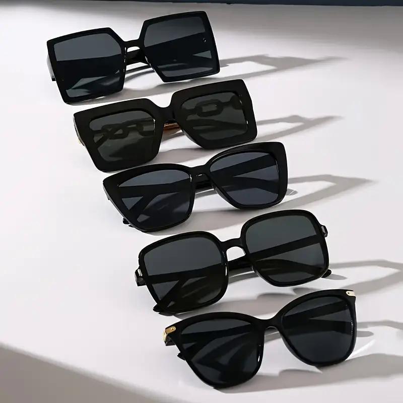 

5PCS Mixed Set Solid Color Fashion Glasses Unisex Suitable for Daily Wear Driving Street Photography чёрный