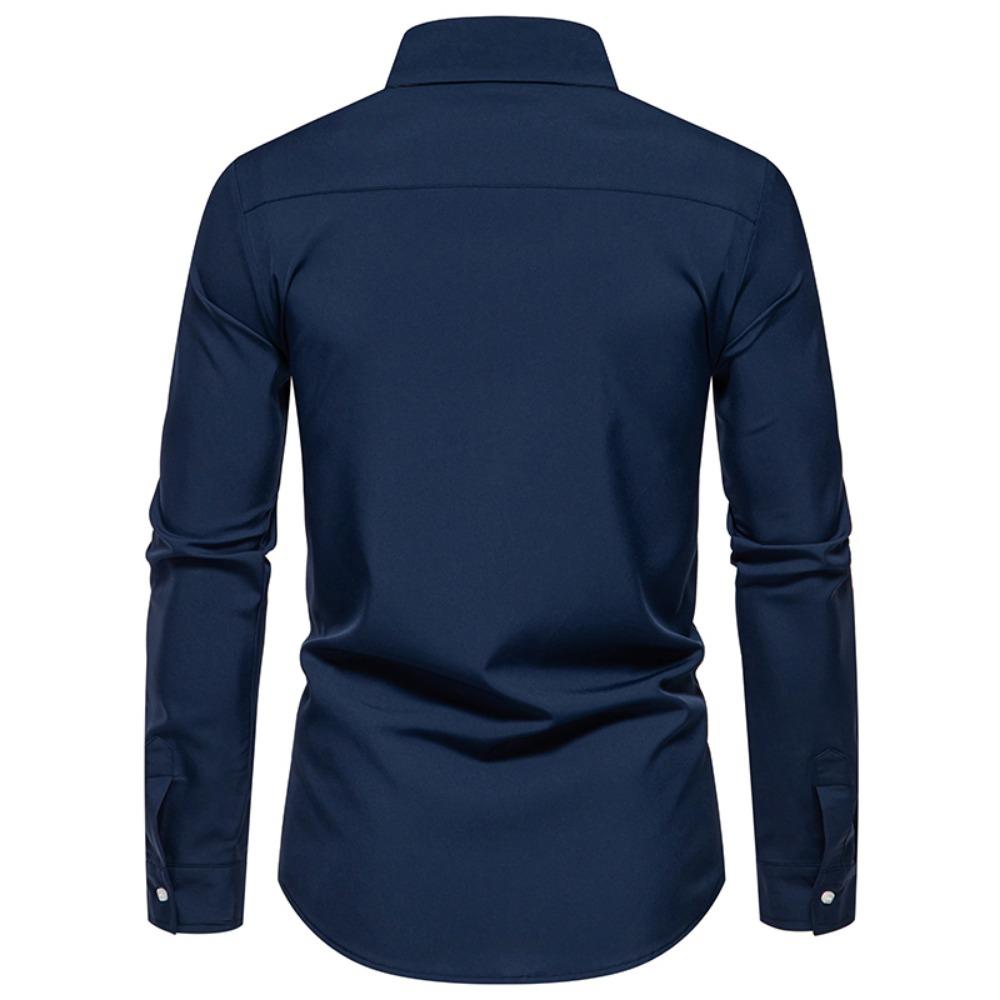 Męska czarna koszula z długim rękawem Modny kontrastowy kolor Kurtka jednolita Wiosna Jesień Casual Biały Ubranie