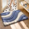 Bathroom Floor Mat with Green Gradient Texture, Absorbent Carpet for Bathroom, Simple Style, Thickened, Quick-Drying, Non-Slip Foot Mat