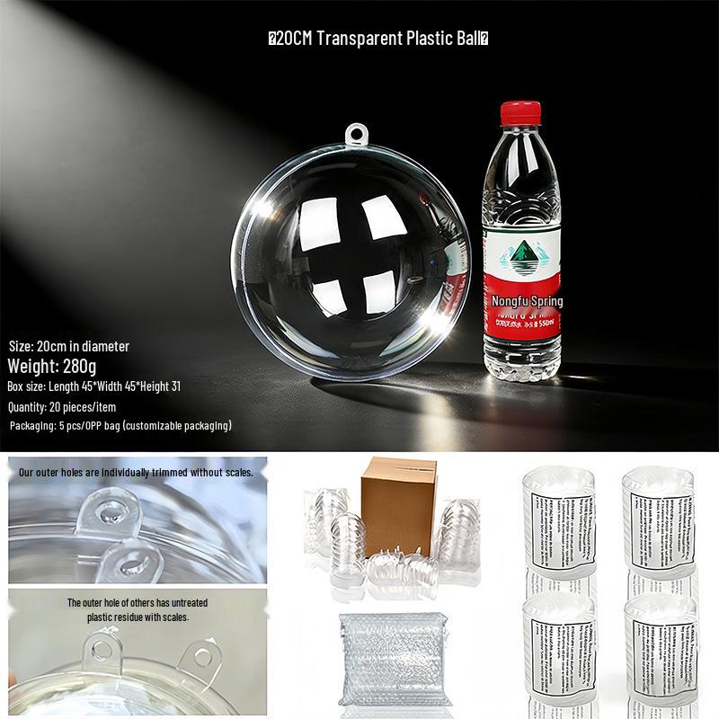 Clear Acrylic Christmas Hanging Decoration: Transparent, Round, Hollow Ball