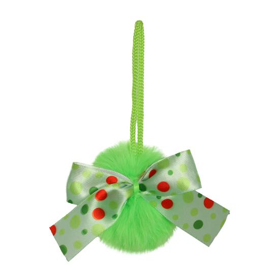 

4 Inch Green Furry Christmas Ball Ornaments Faux Fur Fluffy Hanging Xmas Ball 1pc A