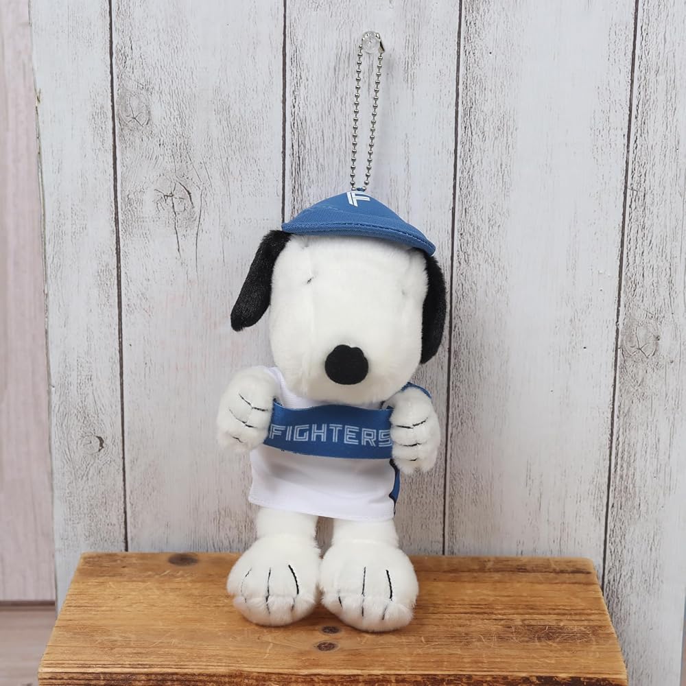 Yoshitoku Snoopy Plush Strap 18cm Official Licensed Product Hokkaido Nippon-Ham Fighters Pink Color