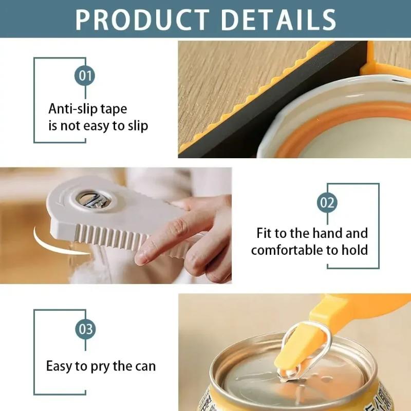 3-in-1 Multi-Purpose Can Opener, Manual Bottle Opener for Beer Coke, Jar Opener for Jam Lids, Smooth Edge Kitchen Can Opener