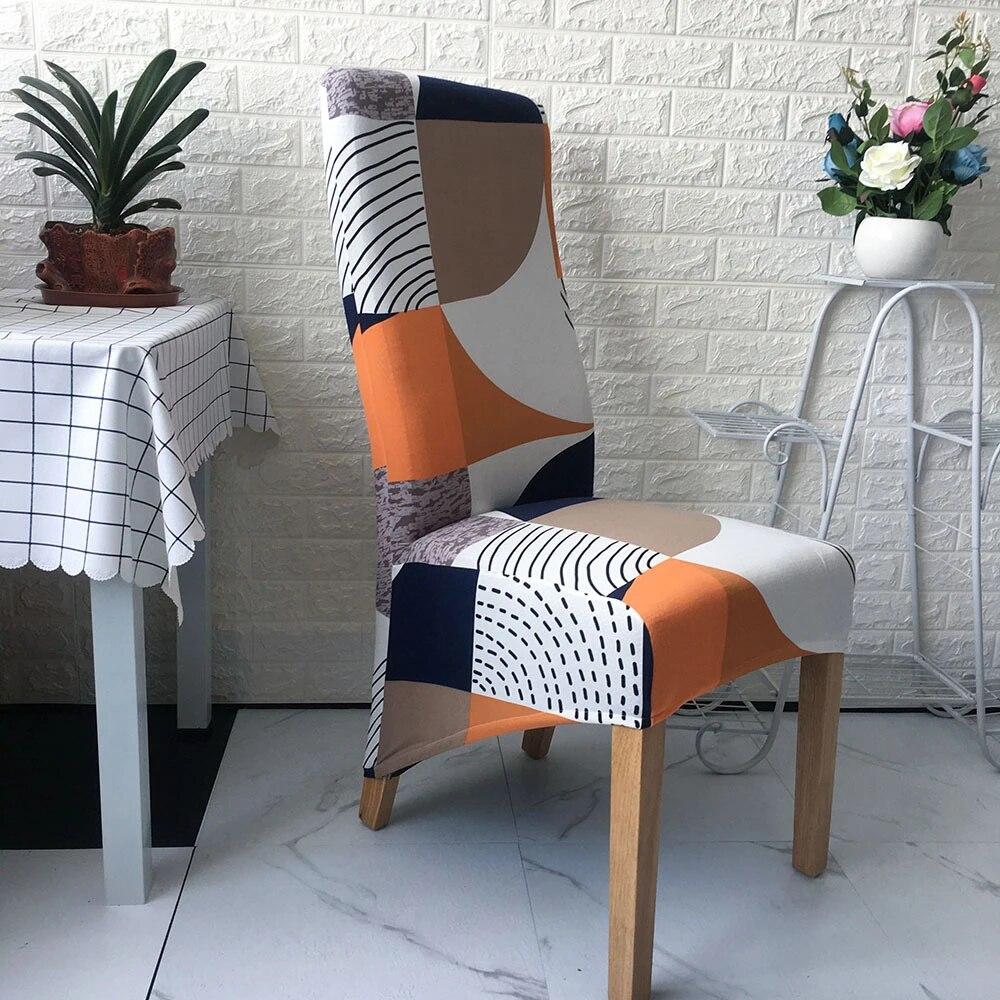 

Чехлы на стулья с принтом размера XL, эластичные чехлы на стулья из спандекса с высокой спинкой для столовой, свадебного отеля, банкета, дома, кухни, чехлы на сиденья XL size