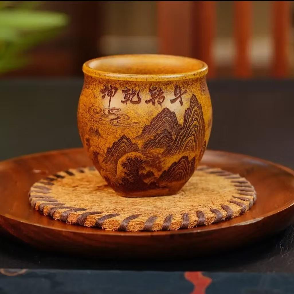 

200ml Yixing Purple Clay Ox Turns Fortunes Around Teacup Retro Tea Bowl Tea Pair Tea-tasting Personal Cup Jianzhan Master Cups As Your Choose