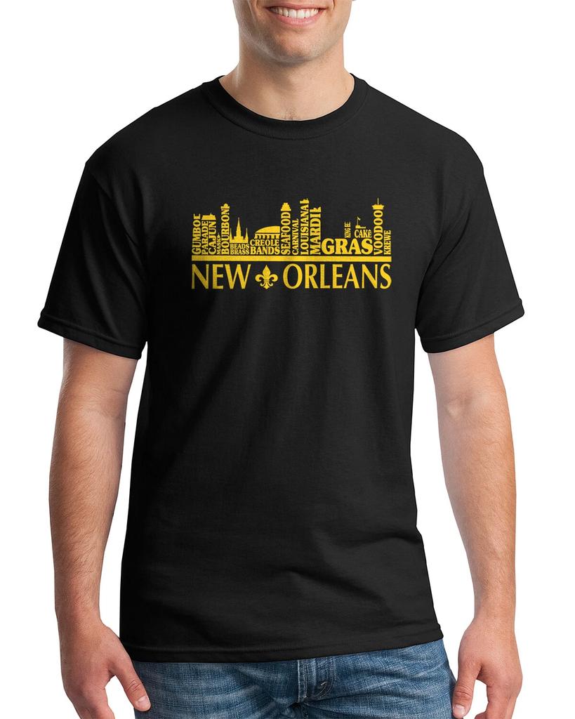 New Orleans Skyline Typography Men's T shirt Mardi Gras