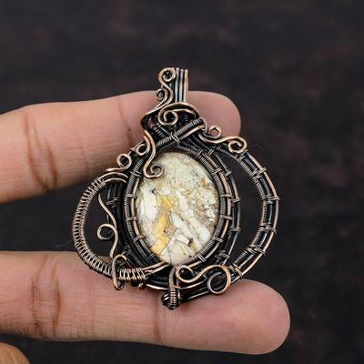 Brecciated Mookaite Pendant Copper Wire Wrapped Gemstone Pendant Handmade Wire Jewelry Designer Pendant Gift For Her Awesome Copper Jewelry