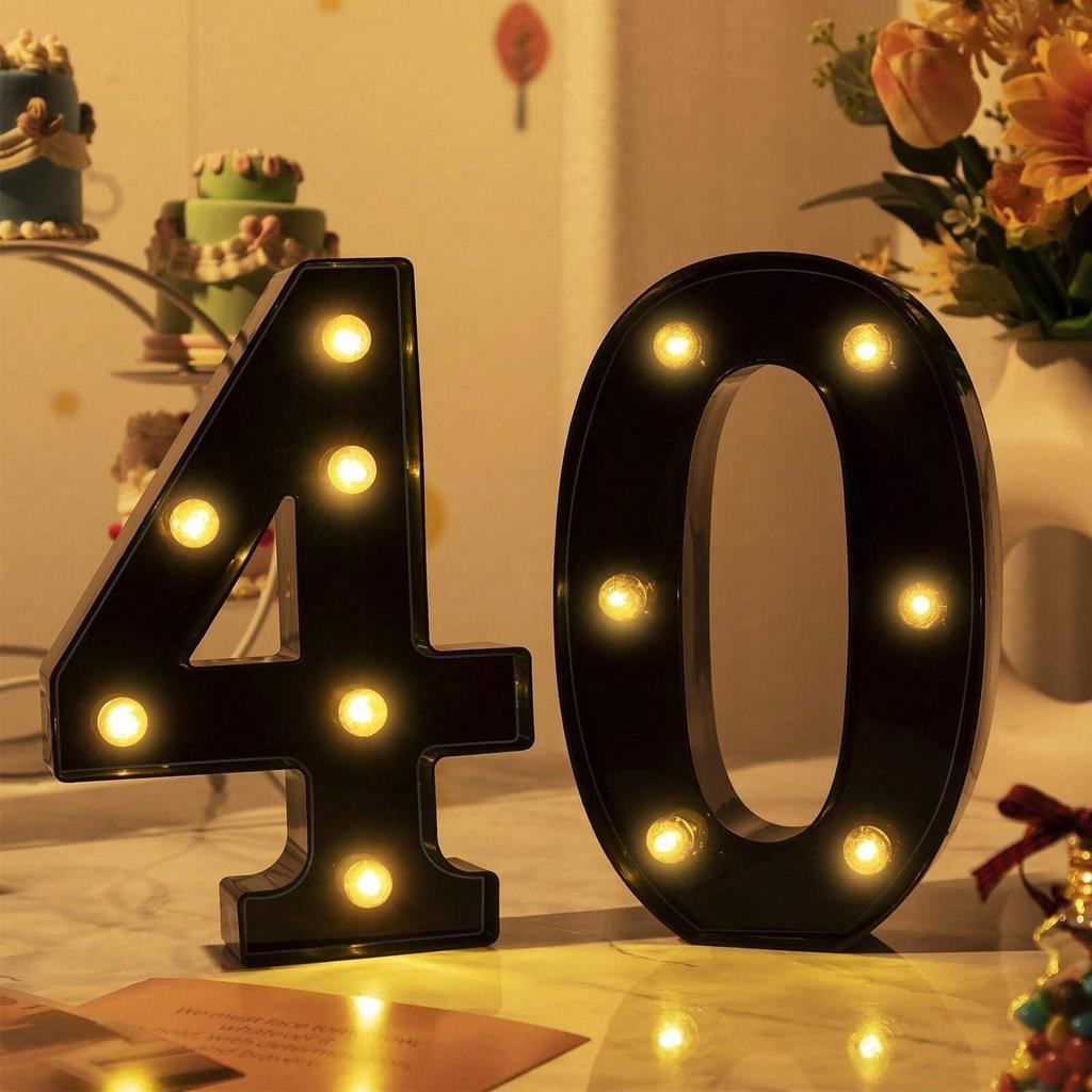 1PC 21.8cm LED Letter Light Luminous Letter and Number Night Light Suitable for Home Bar Wedding Birthday Party Decoration