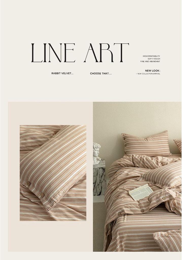 Double-Layer Plaid Bedding Set: All-Season Button-Down Stripe Duvet Cover, Student Dorm Bed Sheet, 3-Piece Set