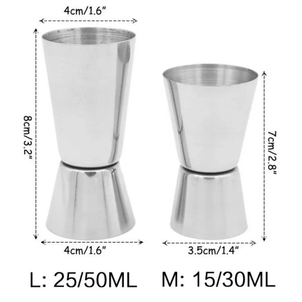 Stainless Steel Jigger Shot Glass Cocktail Measuring Cup Bar Tool 15ml 30ml 25ml 50ml Ideal for Bartending and Home Use