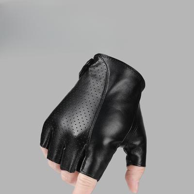 Leather Gloves Men's Short Gloves Driving and Riding Outdoor Street Performance Breathable Motorcycle Fitness Half Finger Gloves