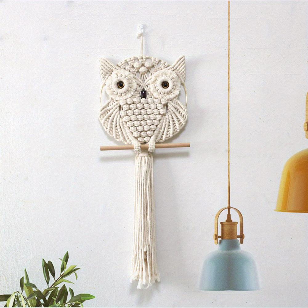 1PC Owl Handwoven Tapestry Wall Decor Bohemian Nordic Style Home Decor Tapestry Cotton Rope Suitable for Gifts for Friends, Colleagues and Family
