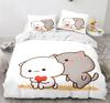 Peach Cat Bedding Quilt Cover Set 3Pcs Bedding Set Goma Cute Cats Duvet Cover Infantil Bedclothes Single Double Queen King Size