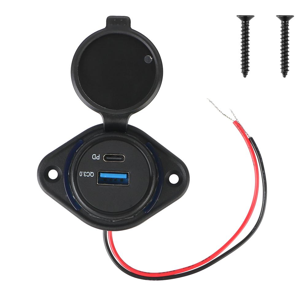 Car Charger USB Charger with Sliding Cap Fast Charge USB Charger Light Car Charger 12-24V QC3.0+ PD Car USB Port Charger