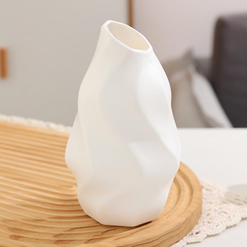 Simple Plastic Imitation Ceramic Vase Home Decoration Vase Decoration Crafts Solid Color Flower Arrangement Vase Flower Bottle