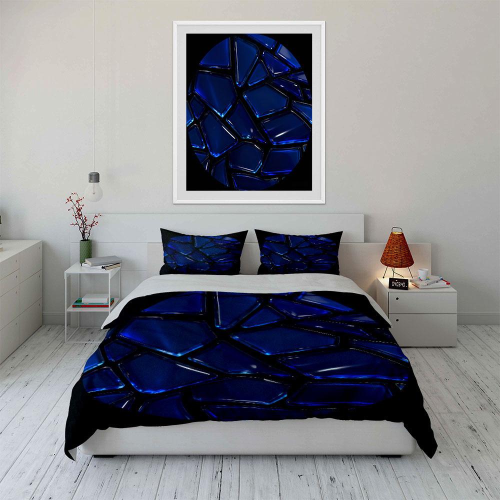 Blue Glass Mosaic Decorative Set Soft Comfortable Duvet Cover Bedding Set Included 1*Duvet Cover & 2*Pillowcases, Gift