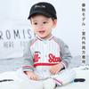 Baby Newborn Long Sleeve Front Cute Baby Baseball Baby Shower Mini Gray Long Clothes, Clothes, 2-Piece Set, 100% Cotton, Coveralls, Opening, Clothes,