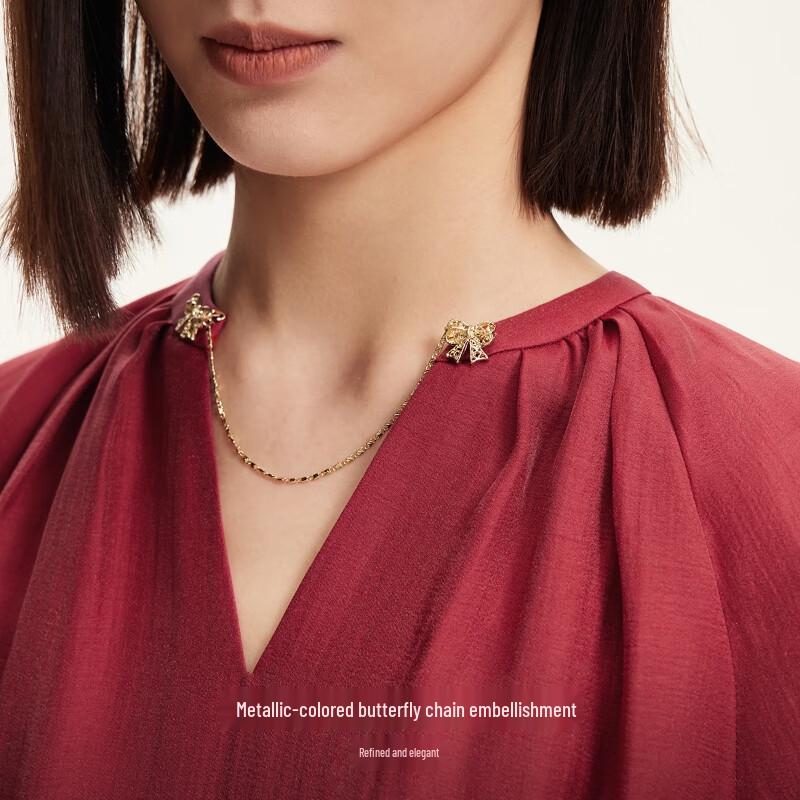 VEROMODA Lyocell Butterfly Chain Tie-Waist Short Dress