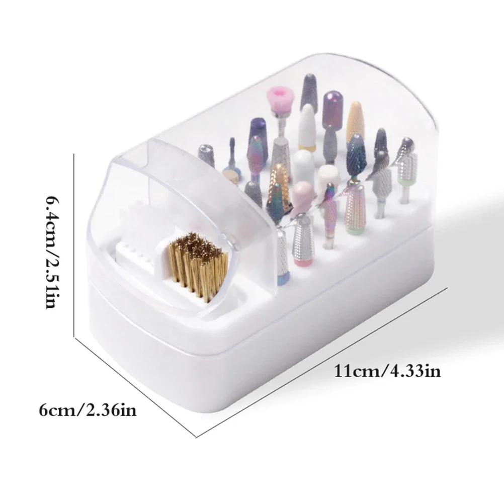 30 Holes Nail Art Drill Storage Box Grinding Polish Head Bit Holder Display Nail Drill Bits Organizer Nail Stand Manicure