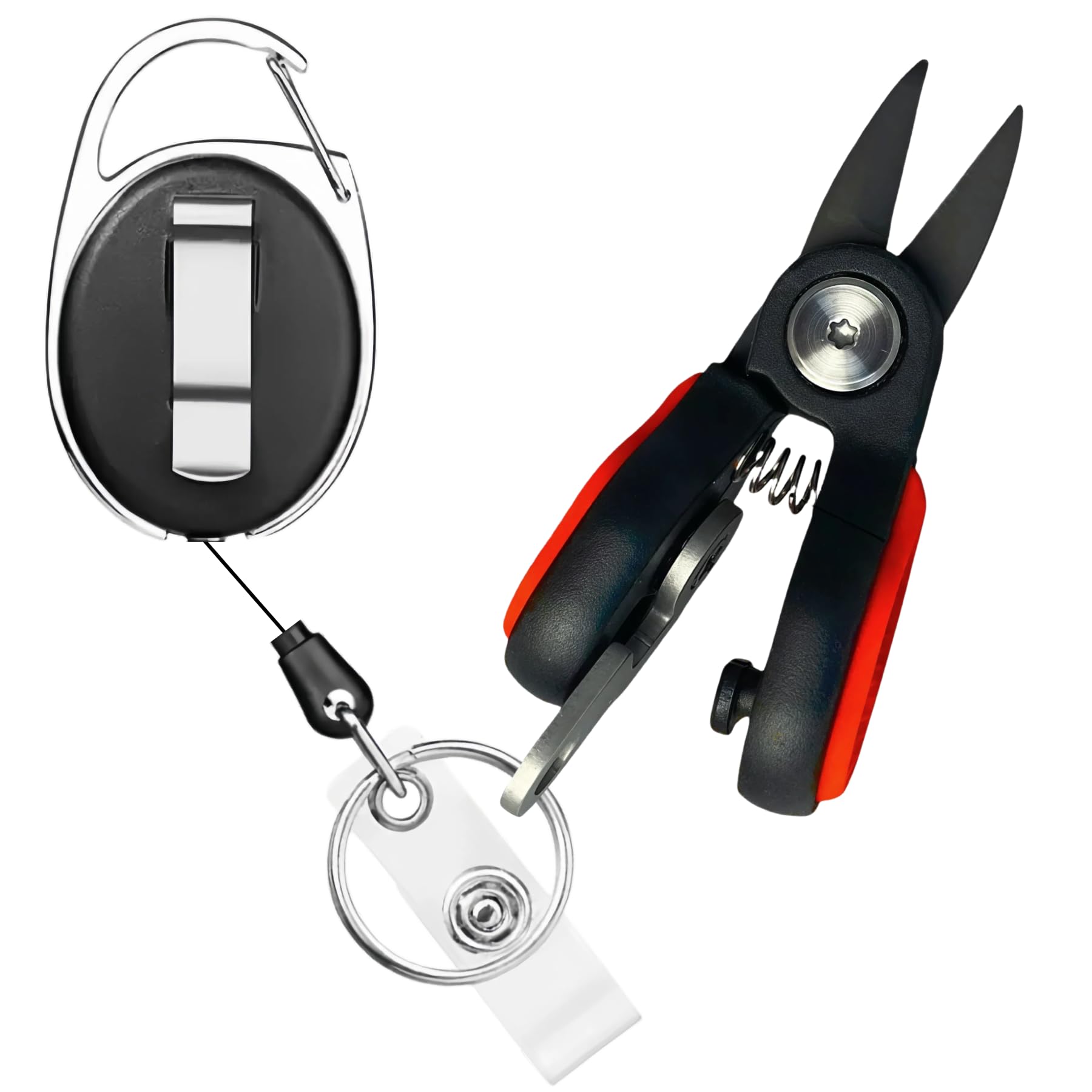 

KERURU Compact Mini Fishing Scissors, Stainless Steel, PE Line Cutter, Portable Scissors, Line Cutter, ABS Non-Slip Handle, Auto-Return Function,