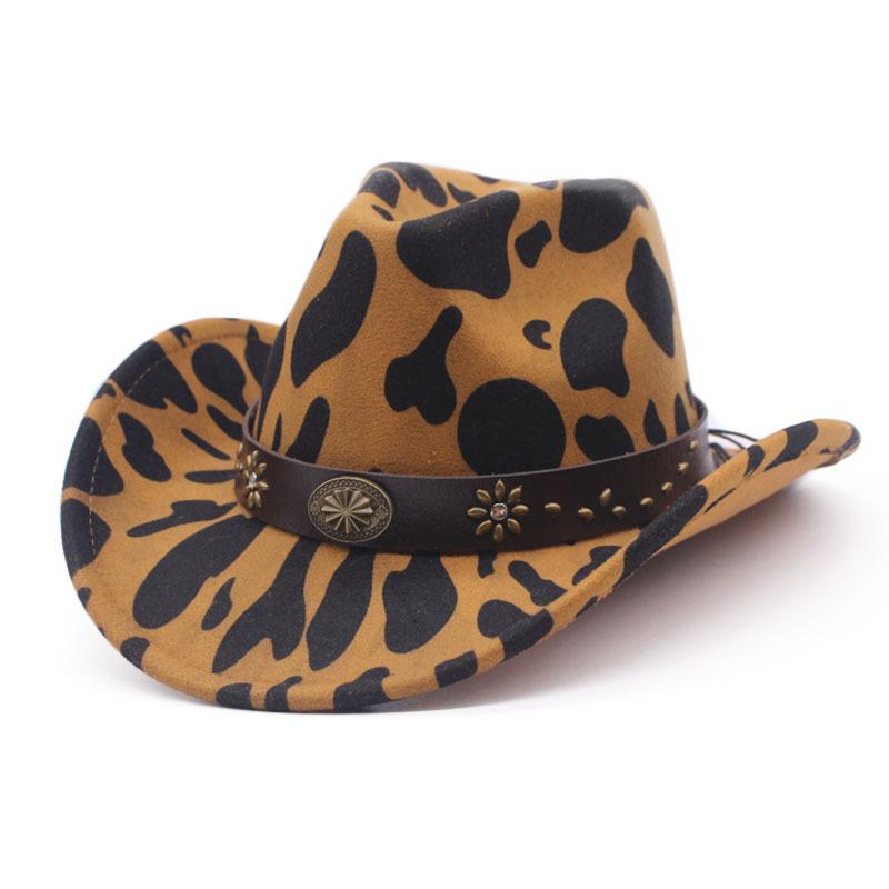 European, American and Western Cowboy Hat Cow Color Wool Hat Men's and Women's Big Eaves Autumn and Winter Outdoor Travel Warm Jazz Hat