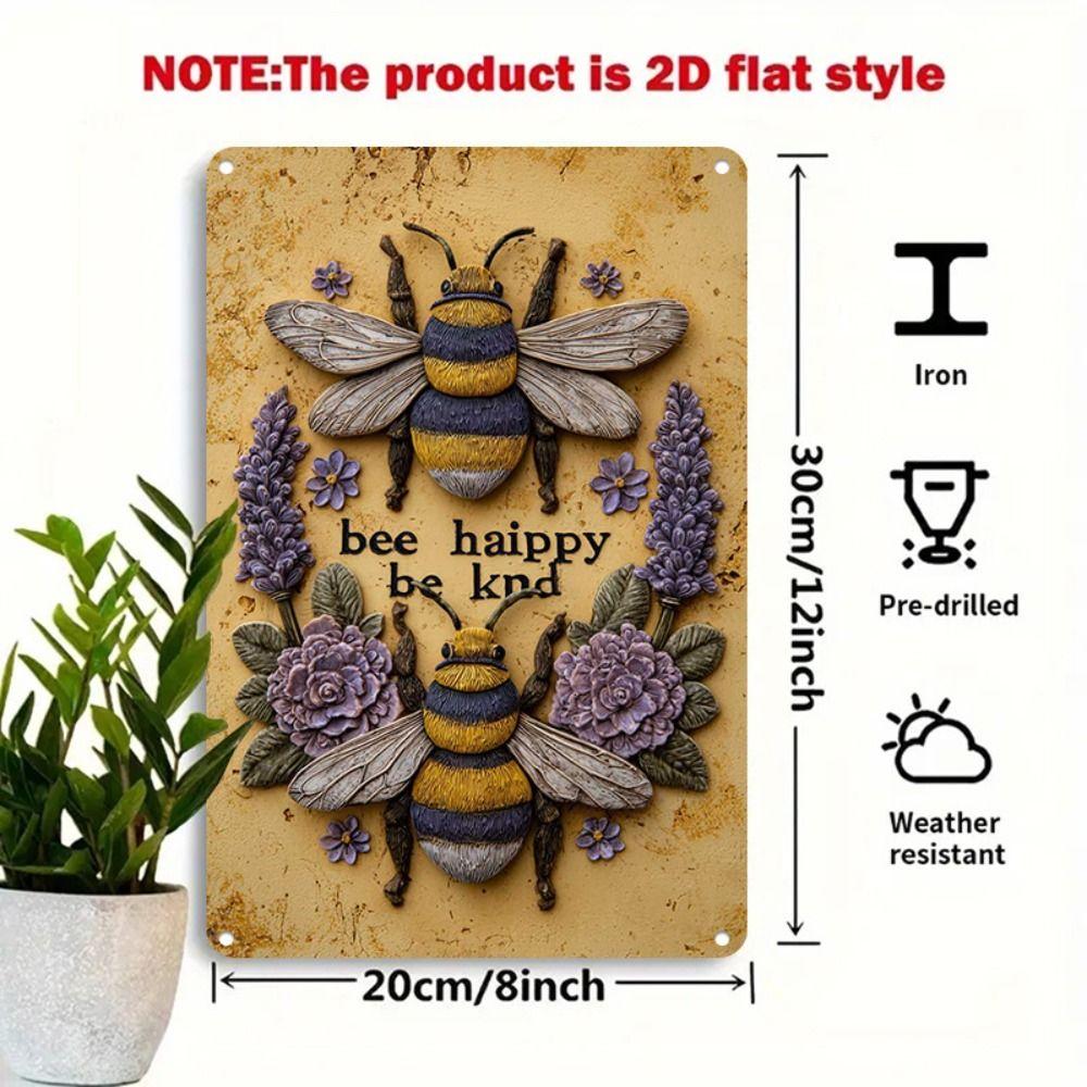 Metal Sign Bee Flower Nature Sunflower 20x30cm Wall Decor