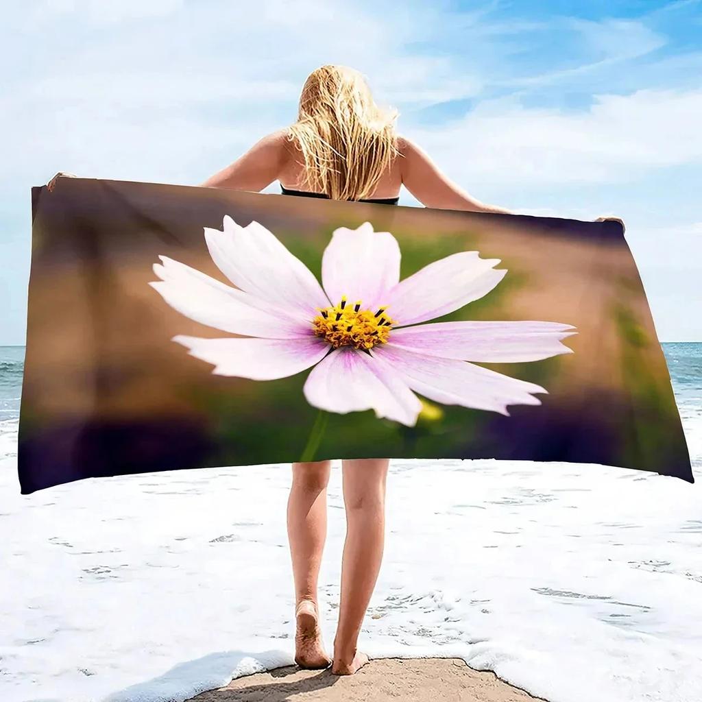 Red Petal Print Beach Towel Beautiful Flowers Girls Women Sport Pool Towels Quick Drying Bathroom Towel Camping Beach Blanket