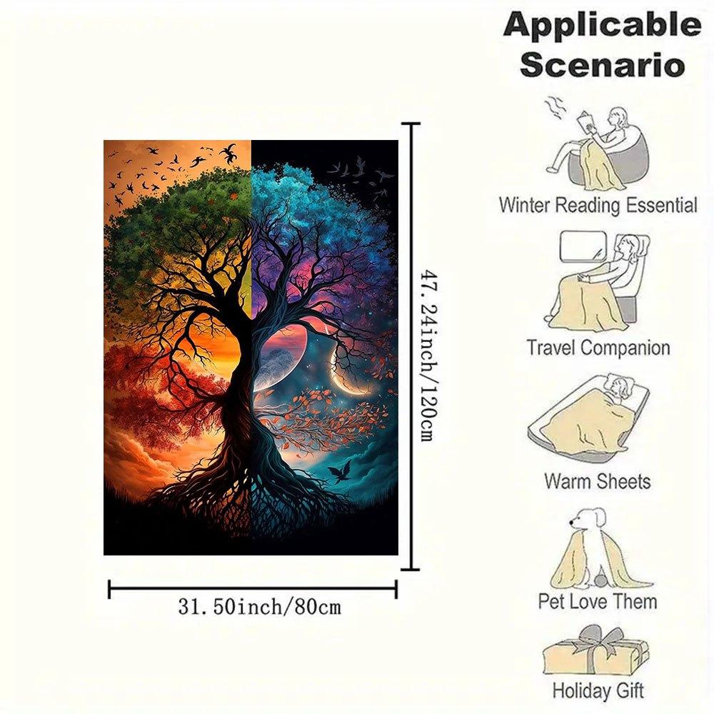 "Yin Yang Tree of Life Wall Art: Nature's Harmony In Every Leaf"Blanket Flannel Throw Blanket for Sofa, Bed, Travel, Camping, Office, Couch,