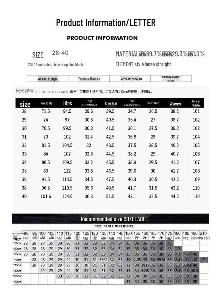 ROMON Men's Relaxed Fit Straight Leg Business Casual Denim Jeans