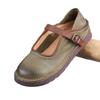 Retro Women's Shoes with Soft Soles and Soft Tops Casual Single Shoes with Comfortable Buckles and Cowhide Mom Shoes