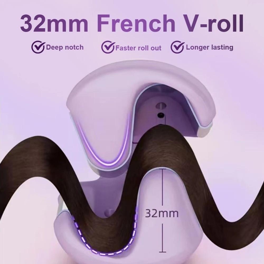 Temperature Control Water Wave Hair Curler Large Curl 32MM Deep V Curling Iron  Travel