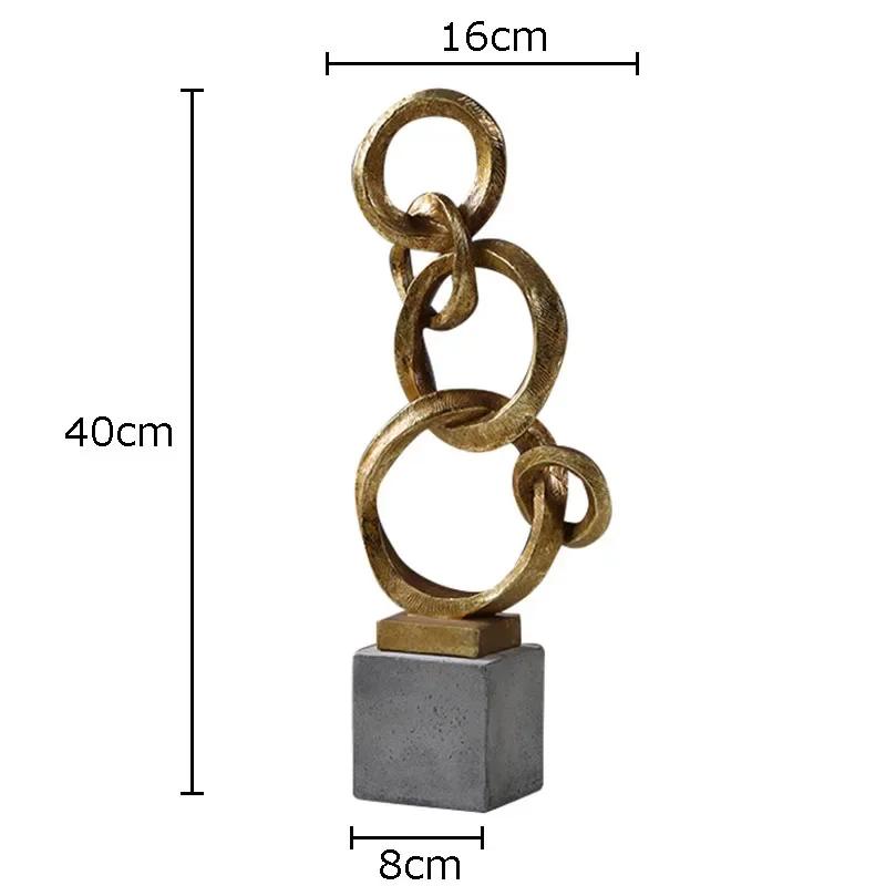 Nested Golden Ring Geometric Abstract Circular Statue Resin Crafts Sculpture Desk Decoration Ornaments Room Aesthetics Decor