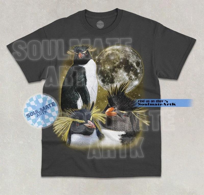 Three Rockhopper Penguin T- Shirt Funny Animal Lover Meme Graphic Unisex Shirt 4XL