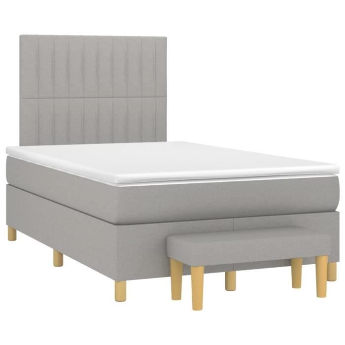 3137301 vidaXL Divan Bed with Mattress Light Grey 120x200cm Fabric