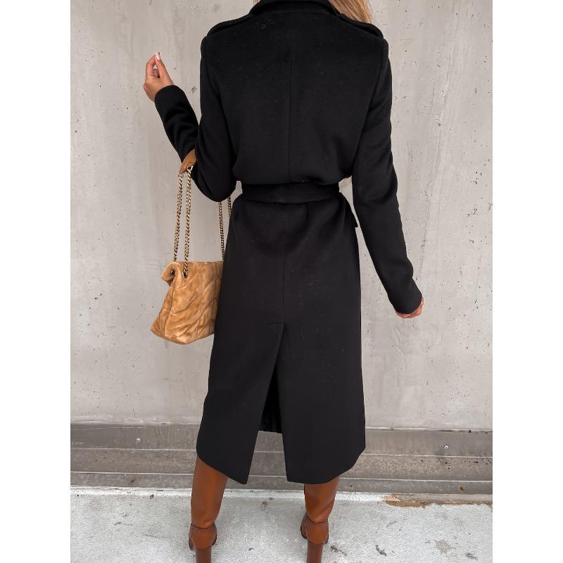 YYFS Women's Fashion Casual Solid Color Print Autumn Winter Long Sleeve POLO Neck Jackets & Coats