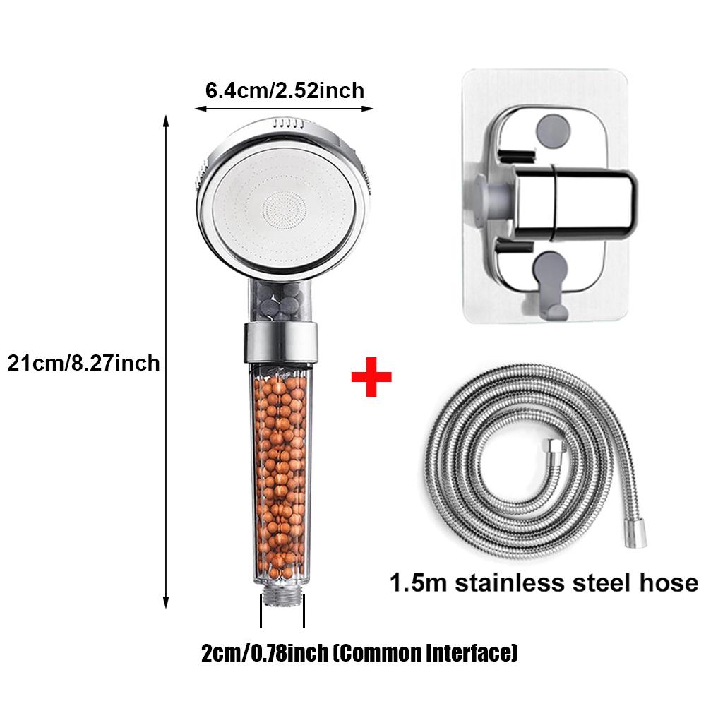 1-3Pcs Filtered Shower Head Bathroom ABS High Pressure Water Saving Spray Handheld Clear Showerheads with Filter Beads