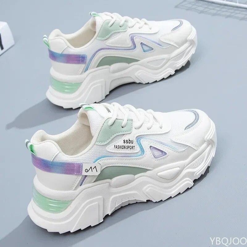 Sneakers Dame Plattform Flate Sko Dame Sko Grønne Casual Trainers Dame Chunky Sneakers Dame Sko