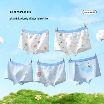 All-season Boys' Sporty Boxer Briefs, Class A, Pure Cotton, Skin-friendly, Antibacterial, Full Cotton Crotch.