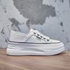 Two wearing little white shoes women's 2025 spring new trendy shoes soft leather lace-up shallow mouth shoes thick sole heightening casual shoes