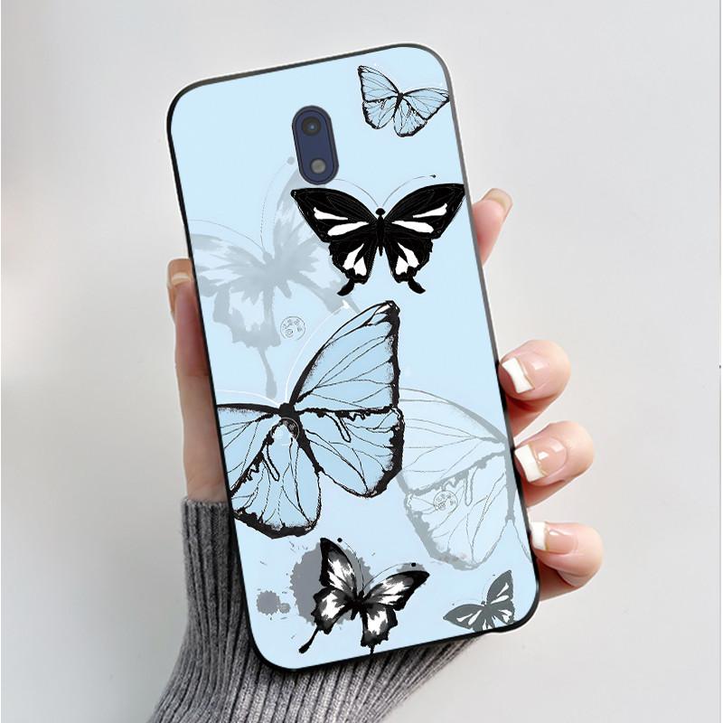 För Nokia 3 Fodral För Nokia 3.1 Fodral Lyxigt Mode Fjärilar Blommor Mjukt Smalt Svart Silikon Baksida för Nokia3 Fodral