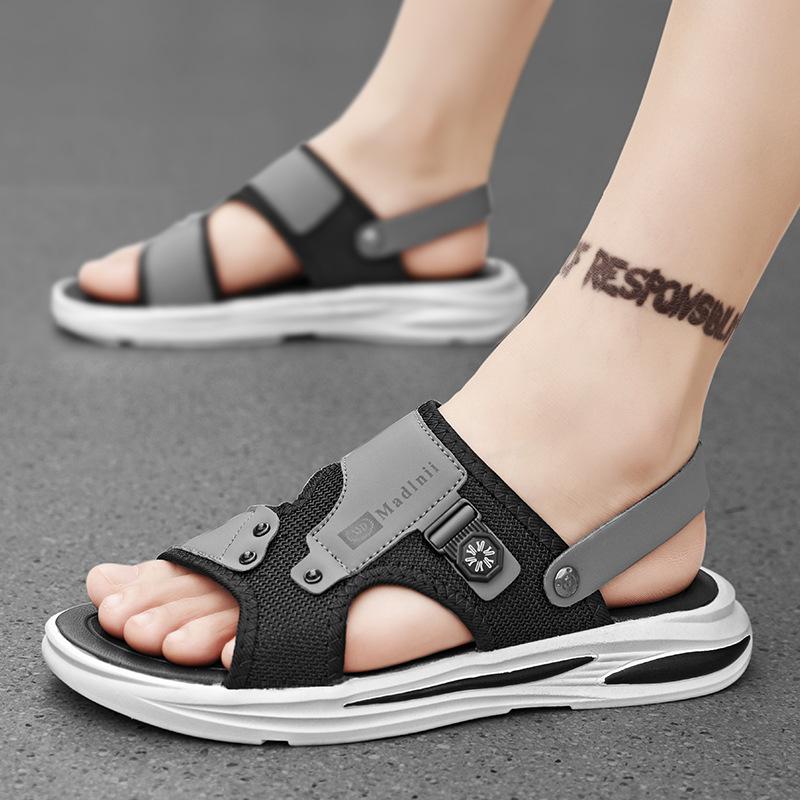 Summer New One-word Sports and Leisure Sandals Men's Comfortable and Breathable Soft-soled Non-slip Driving Beach Cool Slippers Two Wear