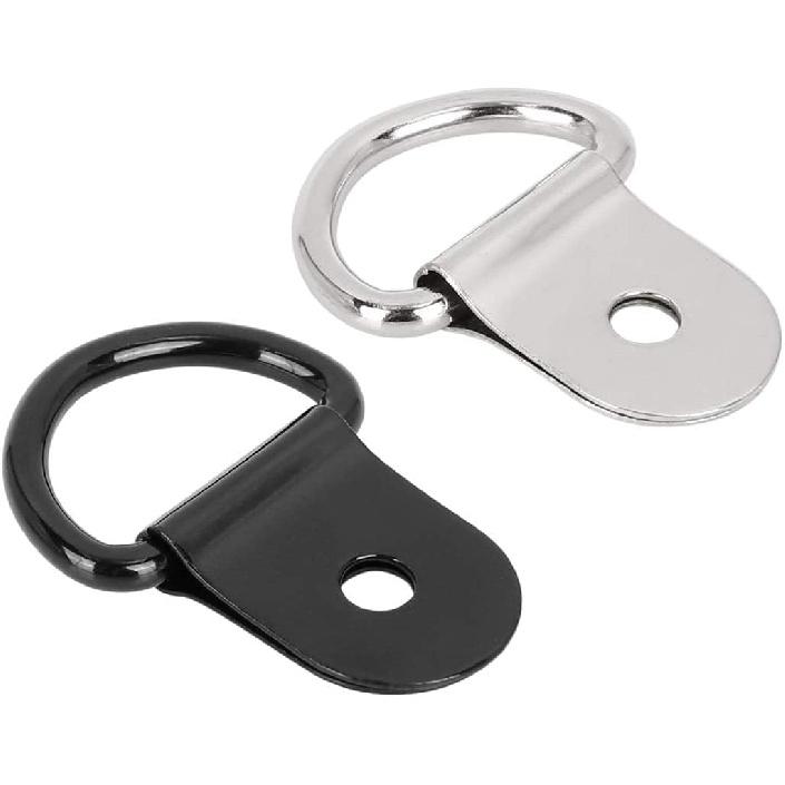 Unifizz 20pcs D Shape Tie Down Rings Tow Hook for Car Truck Trailer Cargo RV Boats Silver Tone Black Tie Down Anchors Lashing Rings