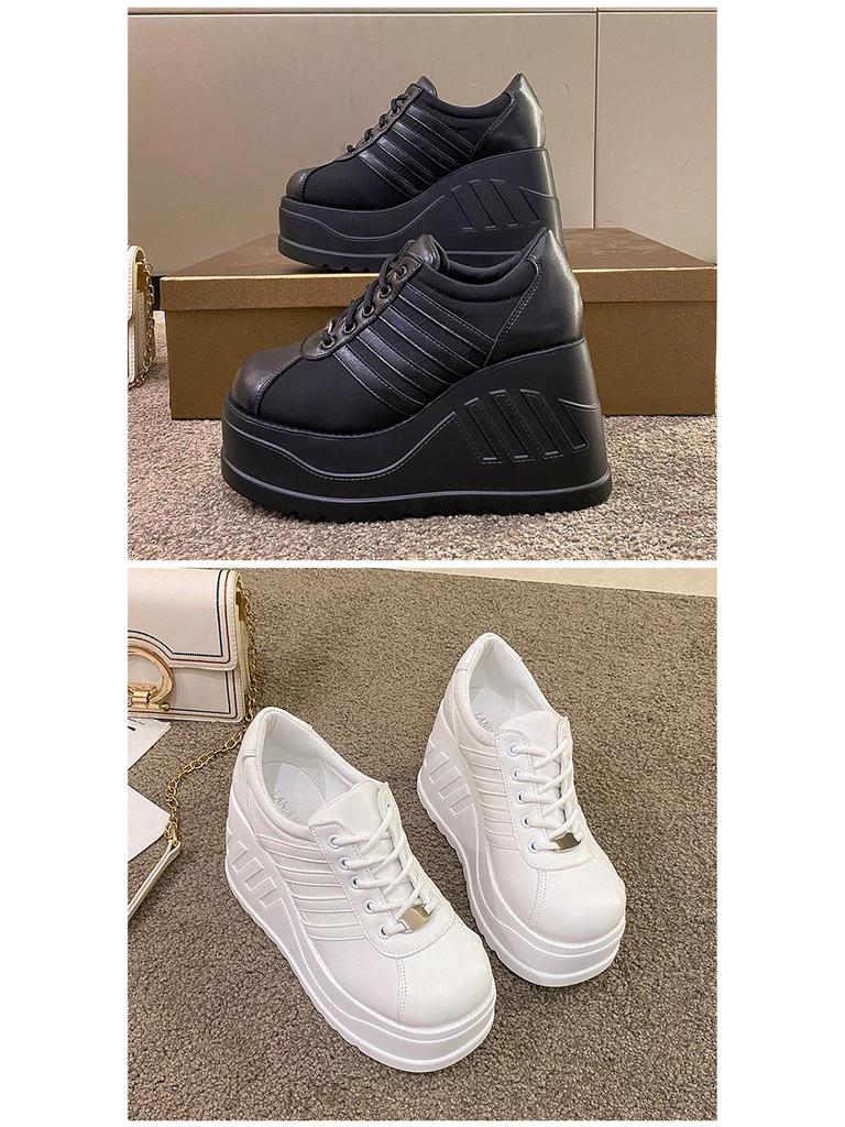 Autumn Women's Plus Size Sneakers: Thick Sole, Korean Style, Height-Boosting Casual Shoes